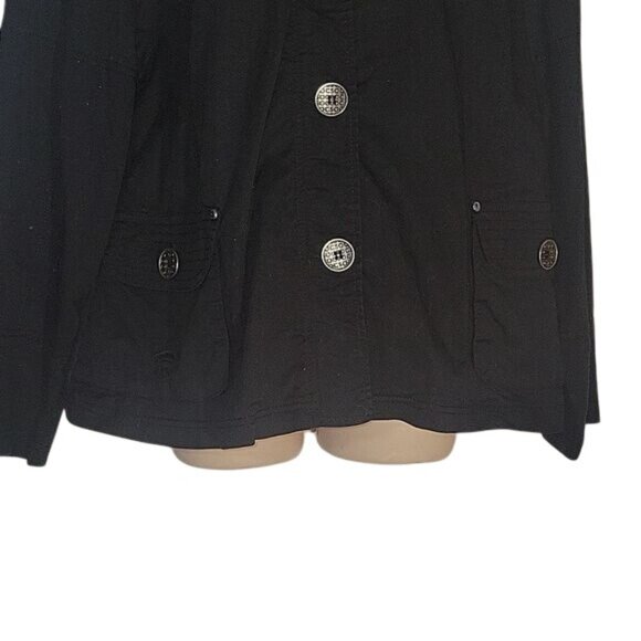 Oleg Cassini Black Cotton Button-Up Jacket Womens XL designer quiet luxury offic - Picture 3 of 7